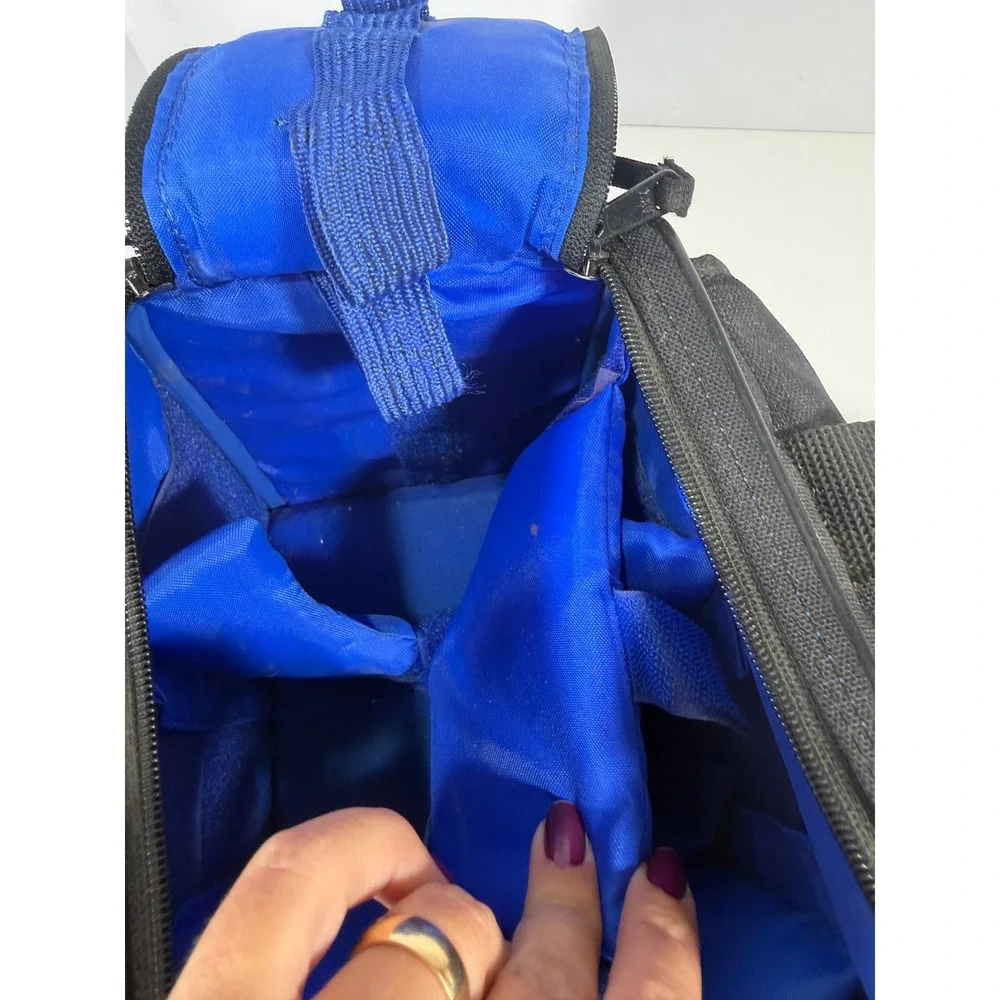 ProSpec Camera Bag Black Canvas Multi Compartment Shoulder Gear Case Blue Lining